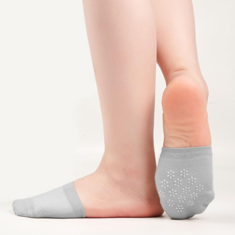 Murmorers Toe Socks Womens for Mules, Half Socks Toe Topper Covers No Show Invisible Non-slip Liners for Clogs Nude Black Gray White 8 Pairs - Image 2
