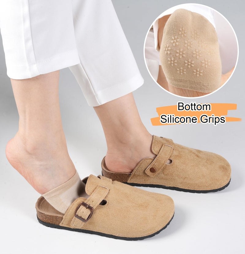 Murmorers Toe Socks Womens for Mules, Half Socks Toe Topper Covers No Show Invisible Non-slip Liners for Clogs Nude Black Gray White 8 Pairs - Image 3