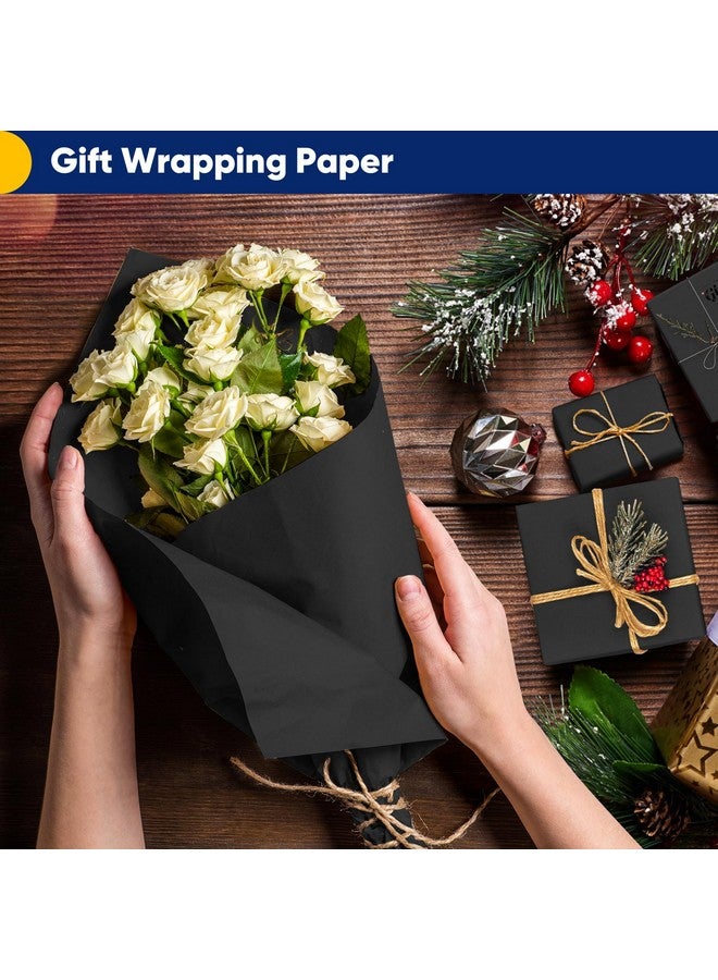 Vanhench 36" x 2520" (210') Black Wrapping Paper for Gifts, Birthday Wrapping Paper, Art Black Paper, Black Construction Paper for Poster Bulletin Board Paper, Birthday, Bouquet Flower 80GSM 55LB - Image 2