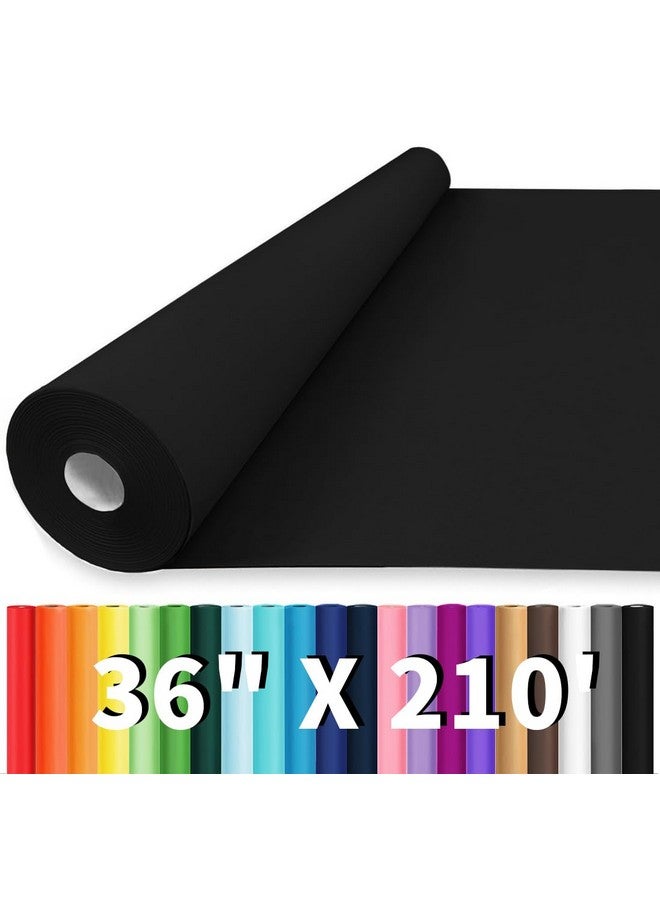 Vanhench 36" x 2520" (210') Black Wrapping Paper for Gifts, Birthday Wrapping Paper, Art Black Paper, Black Construction Paper for Poster Bulletin Board Paper, Birthday, Bouquet Flower 80GSM 55LB - Image 1