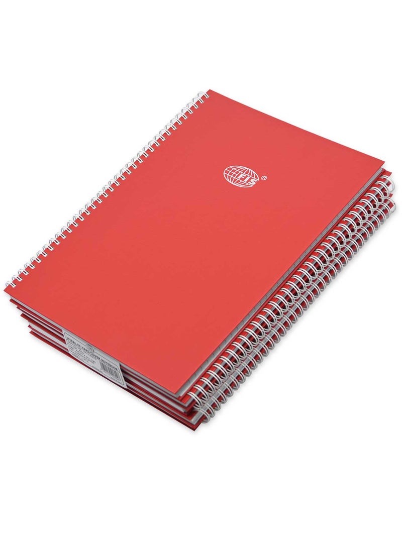 FIS Pack of 5 PP Spiral Hard Cover Note Book A4, Single Line, 100 Sheets, Red -FSNBSA4SLIPPRE - Image 3