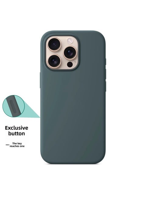 For Iphone 16 Liquid Silicone Phone Case For Iphone16promax Magnetic Animation 16plus With AI Buttons-Color:Lake Green [with Logo]-Applicable Models:For Iphone16 With Smart Buttons [magnetic Suction + Animation + Original Packaging]