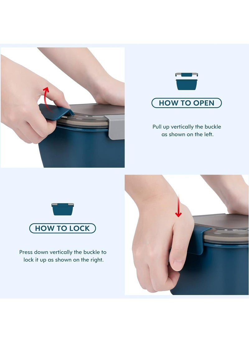 إسكدنيا حاوية غداء سلطة مانعة للتسرب سعة 52 أونصة مع 3 أقسام، حامل شوكة وصلصة - أزرق - Image 3