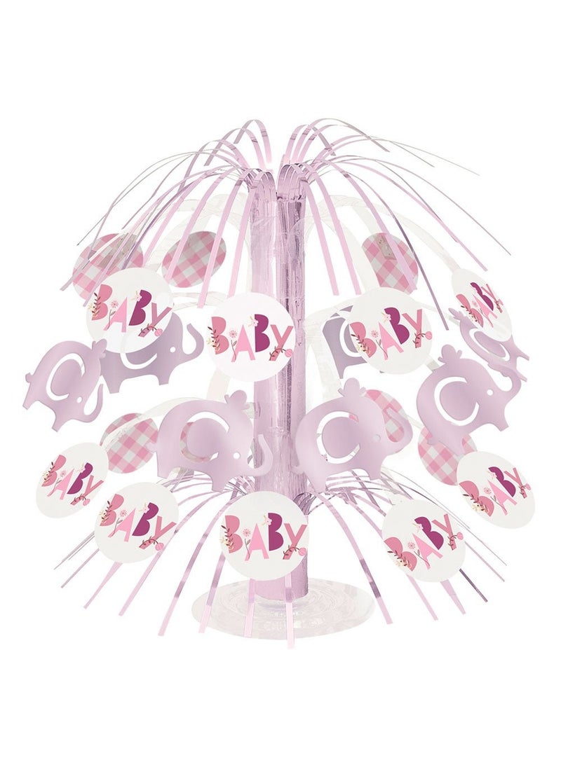 Unique Baby Shower Elephant Decoration Pink Cardboard 21cm - Image 1