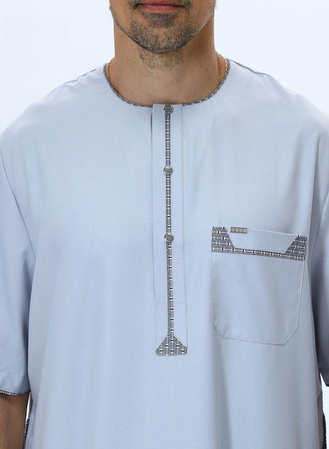 Take Two Men Henley Neck Button Placket Thobe - Image 4