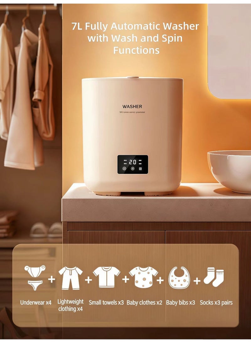 7L Portable Fully Automatic Washing Machine, Mini Washer and Dryer Combo with Ozone & Blue Light Sterilization, 3 Modes, Self-Cleaning, for Underwear, Baby Clothes, RV, Camping - Image 1