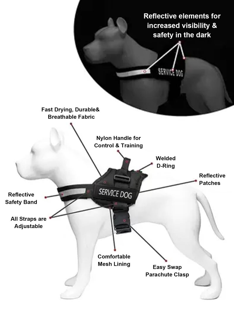 URbazaar Dog Harness,No-Pull Service Dog Harness with Handle Adjustable Outdoor Pet Dog Vest 3M Reflective Nylon Material Vest for Breeds,Easy Control for Small Medium Large Dogs - Image 3