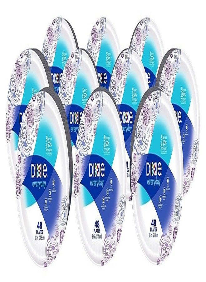 Dixie Everyday Paper Plates, 8 1/2", 480 Count, 10 Packs of 48 Plates, Lunch or Light Dinner Size Printed Disposable Plates - Image 1