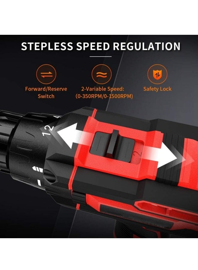 ALongDeng 12V Cordless Drill Set Electric Drill with 2 Battery and Charger Home Power Drill 2 Variable Speed 18 Position 3/8-Inch Keyless Chuck LED Light and 34Pcs Accessories - Image 4