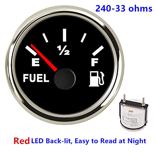 100TECH Marine Fuel Gauge for Boat & Car - Diesel & Gas - Backlit, 240-33ohm, Black - Image 3
