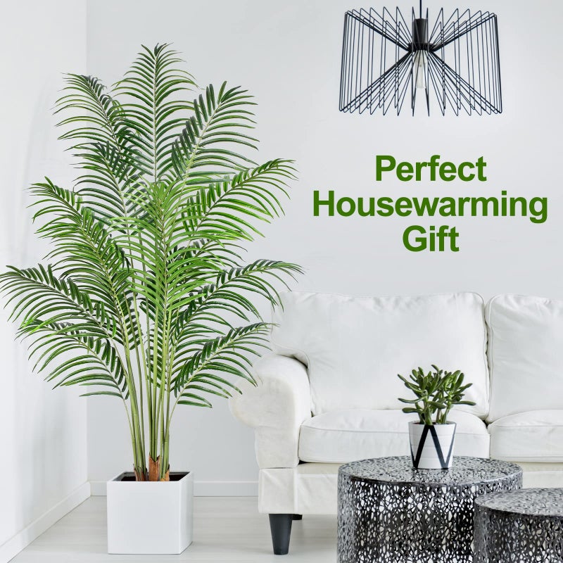 Keeplush Artificial Palm Tree 6ft Tall Fake Palm Tree Indoor Decor with 18 Leaves and Real Bark Design Faux Tropical Areca Palm Silk Floor Plant in Pot for Home Office Living Room Bedroom Decor 1pcs - Image 3