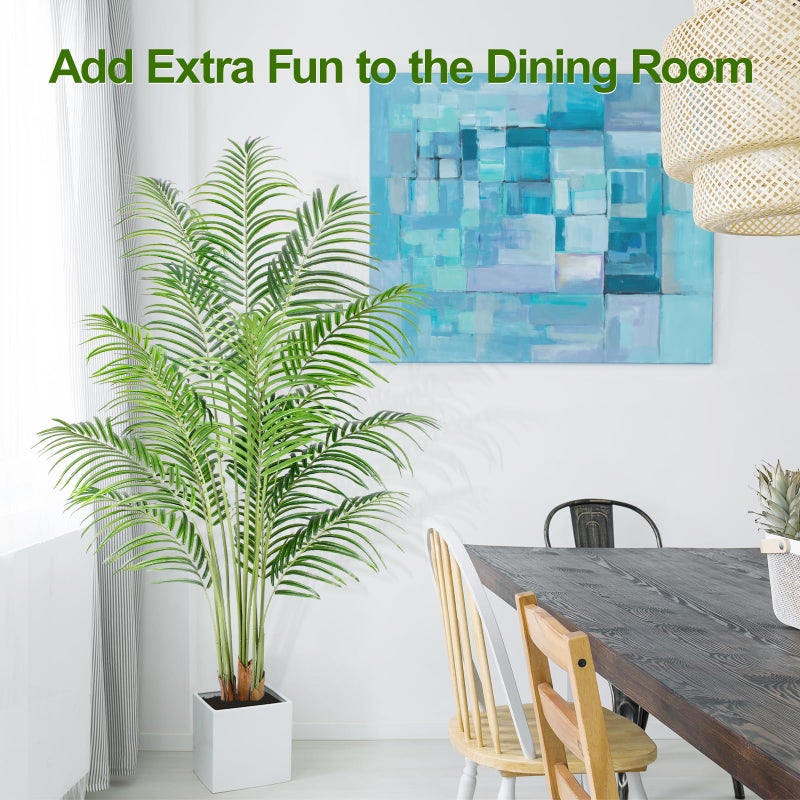 Keeplush Artificial Palm Tree 6ft Tall Fake Palm Tree Indoor Decor with 18 Leaves and Real Bark Design Faux Tropical Areca Palm Silk Floor Plant in Pot for Home Office Living Room Bedroom Decor 1pcs - Image 5