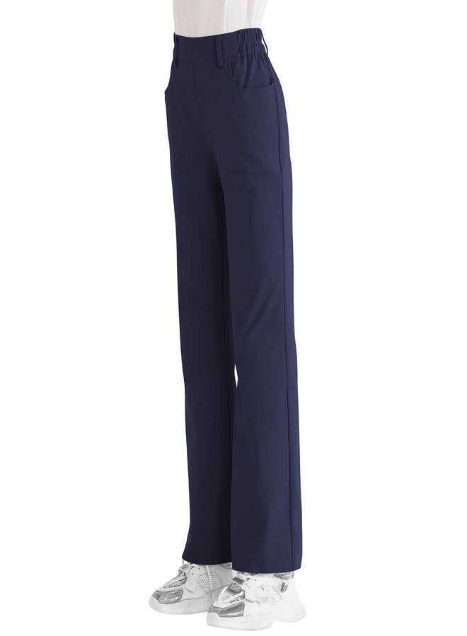 Dreammonkey Girls Flare Dress Pants Kids Bootcut School Uniform Slacks with Half Elastic Waist Size 6-15 Years, Navy, 14-15 Years - Image 3