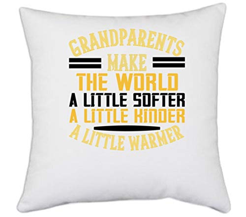 UDNAG UDNAG White Polyester Grand Parents Grandparents Make The World a Little Softer a Little Kinder a Little Warmer Pillow Cover 16 Inch X 16 Inch
