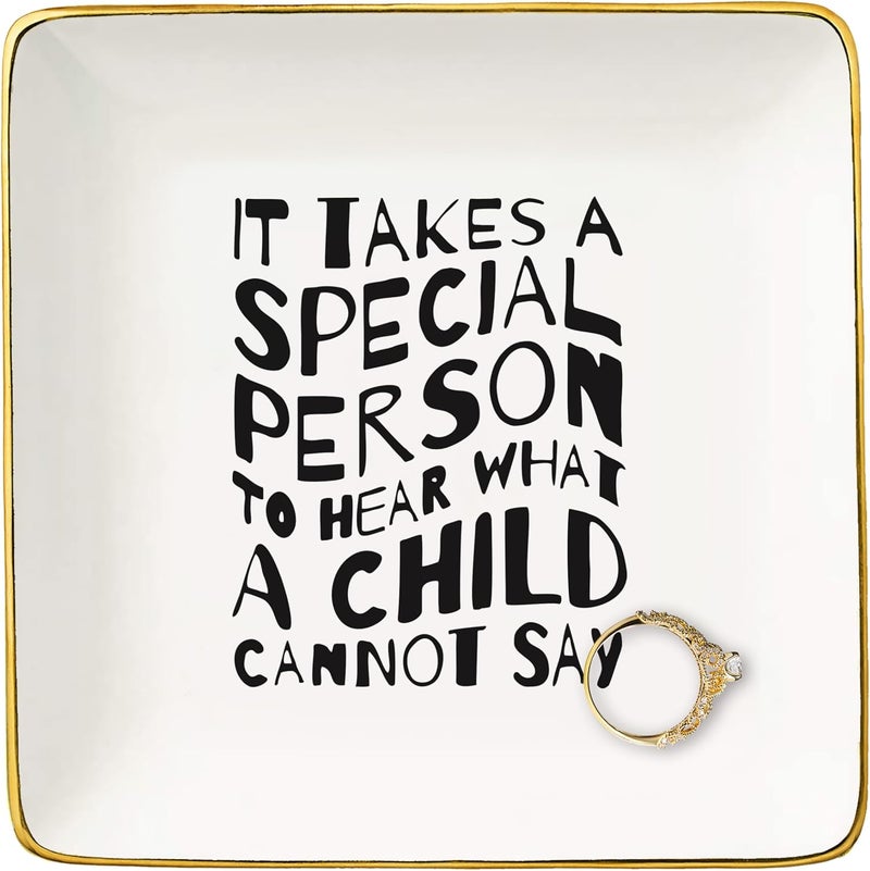 NZY It Takes A Special Person-Thank You Gift, Special Ed Teacher & Behavior Analyst Gift-Ceramic Jewelry Tray Trinket Holder Ring Dish - Image 1