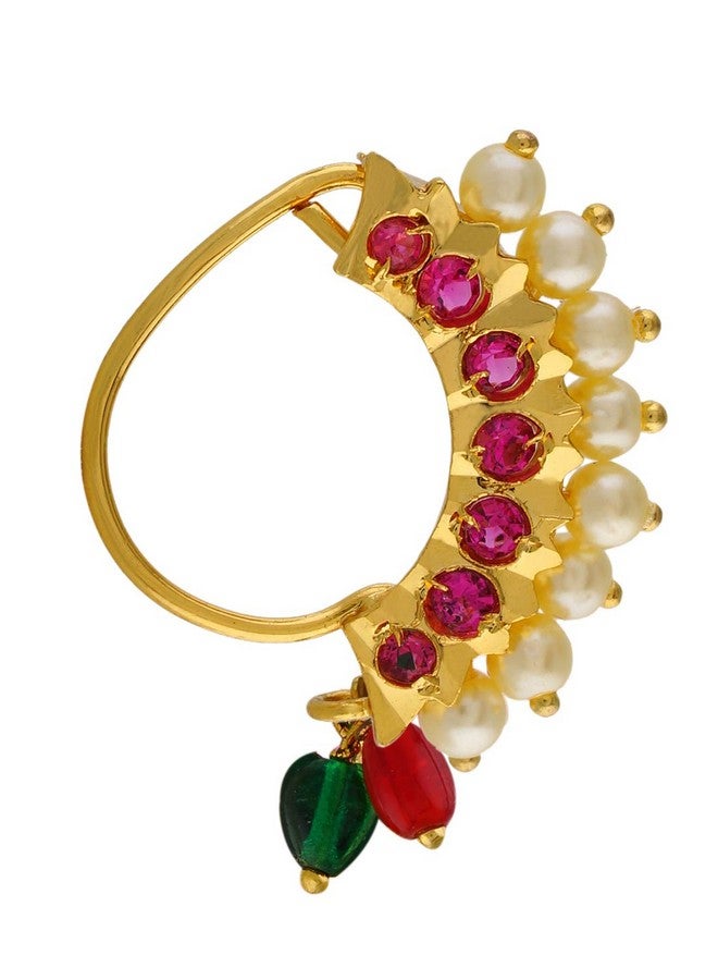 VAMA FASHIONS Maharashtrian maratha Banu nath without piercing clip on Nathiya nose pins ring for women - Image 3