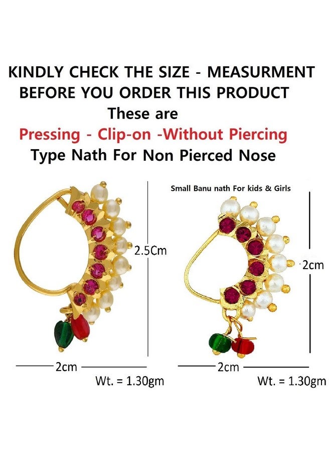VAMA FASHIONS Maharashtrian maratha Banu nath without piercing clip on Nathiya nose pins ring for women - Image 2