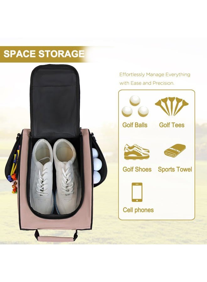 Goloni Ventilated Golf Shoe Bag Men Women Padded Travel Shoe Bag Sport Shoe Carrier Bags with Side Accessory Pockets for Socks, Tees, Golf Balls,Light Pink - Image 5