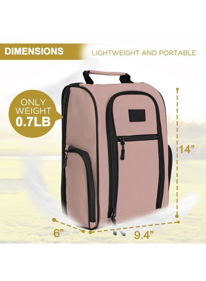 Goloni Ventilated Golf Shoe Bag Men Women Padded Travel Shoe Bag Sport Shoe Carrier Bags with Side Accessory Pockets for Socks, Tees, Golf Balls,Light Pink - Image 2