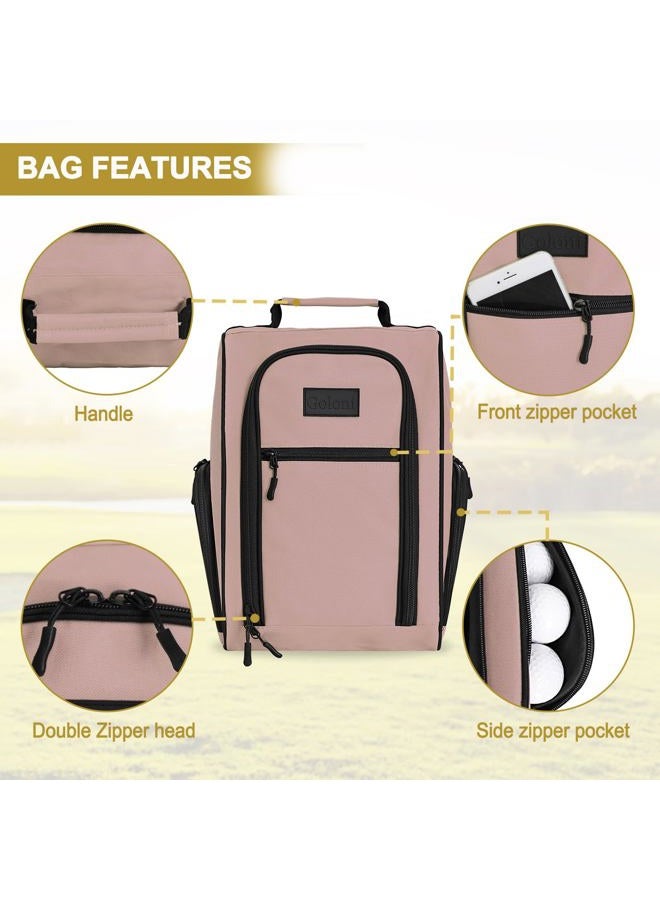 Goloni Ventilated Golf Shoe Bag Men Women Padded Travel Shoe Bag Sport Shoe Carrier Bags with Side Accessory Pockets for Socks, Tees, Golf Balls,Light Pink - Image 3