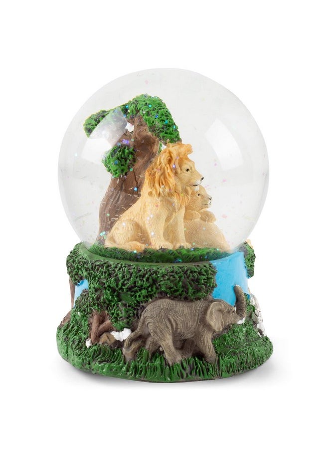 Elanze Designs Elanze Designs Lions Zebras Elephants and Giraffes 100MM Sturdy Wind Up Music Glitter Water Snow Globe Tabletop Dresser Figurine Decoration Plays Tune Born Free  - Image 2