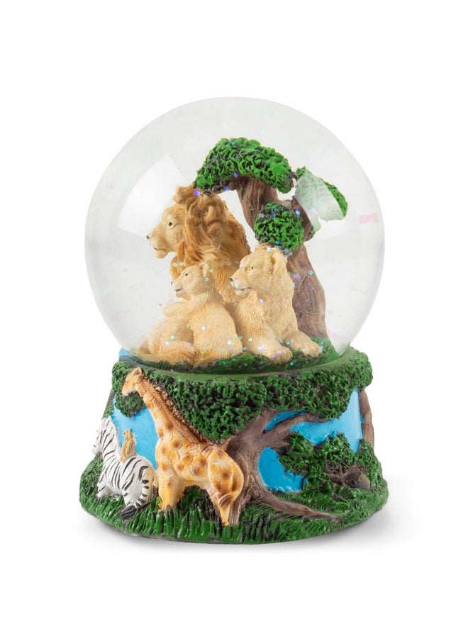 Elanze Designs Elanze Designs Lions Zebras Elephants and Giraffes 100MM Sturdy Wind Up Music Glitter Water Snow Globe Tabletop Dresser Figurine Decoration Plays Tune Born Free  - Image 4