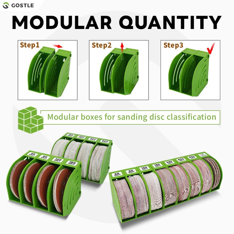 gostle 5 Inch Professional Sanding Discs Tool Storage Boxes Set - Efficient Organization, Offset Snap-On Connection, Grit Classification, Space-Saving Design, Versatile Application - 8 boxes - Image 3