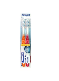TRISA Flexible White Medium Toothbrush Pack Of 2 (Assorted Color)  - Image 1