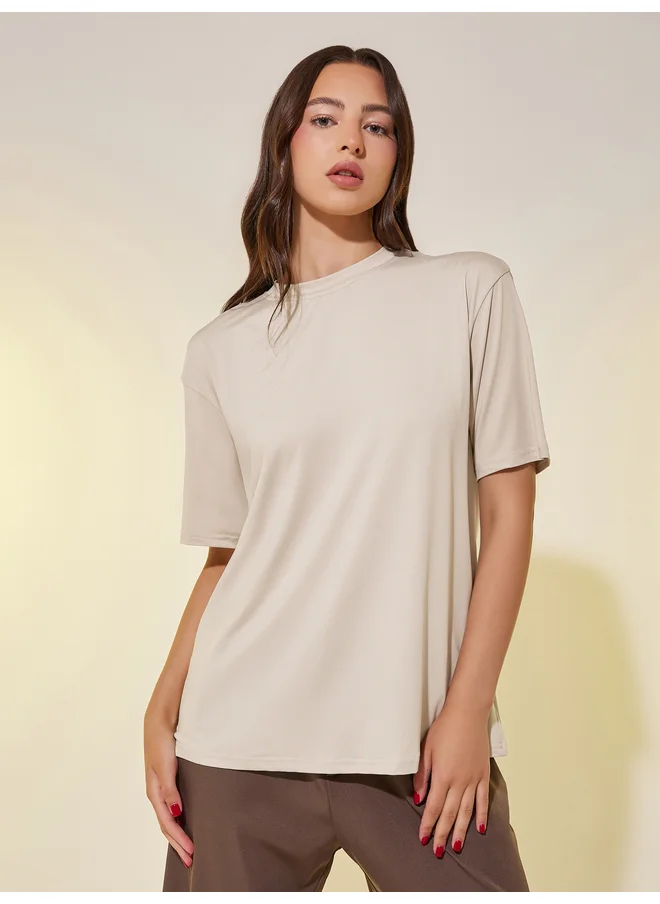 Take Two Take Two Back Slogan Print Round Neck Oversized T-Shirt