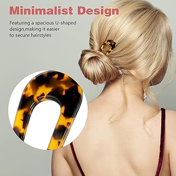 YQQYG 2 قطع دبابيس شعر فرنسية على شكل U لتسريحات الشعر للنساء ملحقات الشعر بتصميم صدفي - Image 3