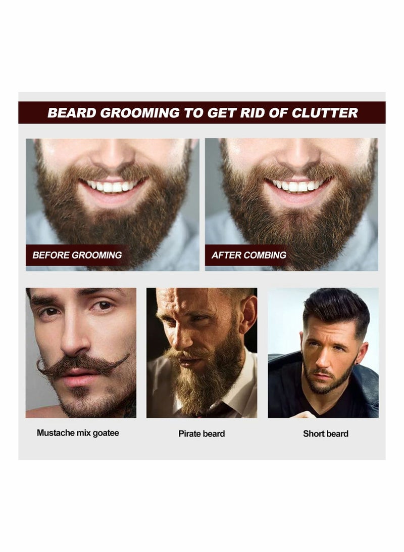 Y&D Beard Brush Comb Set for Men Wooden Hair Moustache Combing Removing Debris Massages Face - Image 2