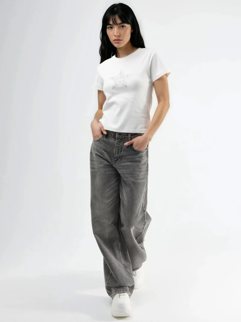 بوسيم BUSEM Stone Detailed Crew Neck T-Shirt