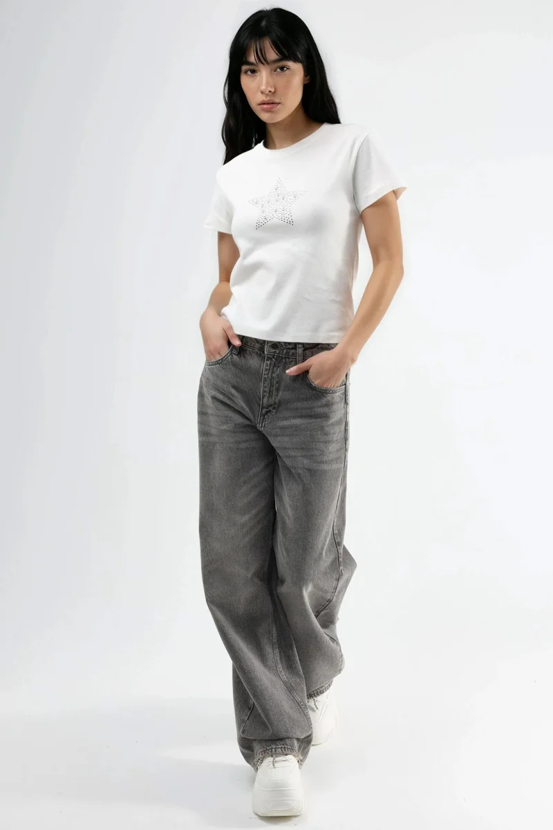 بوسيم BUSEM Stone Detailed Crew Neck T-Shirt