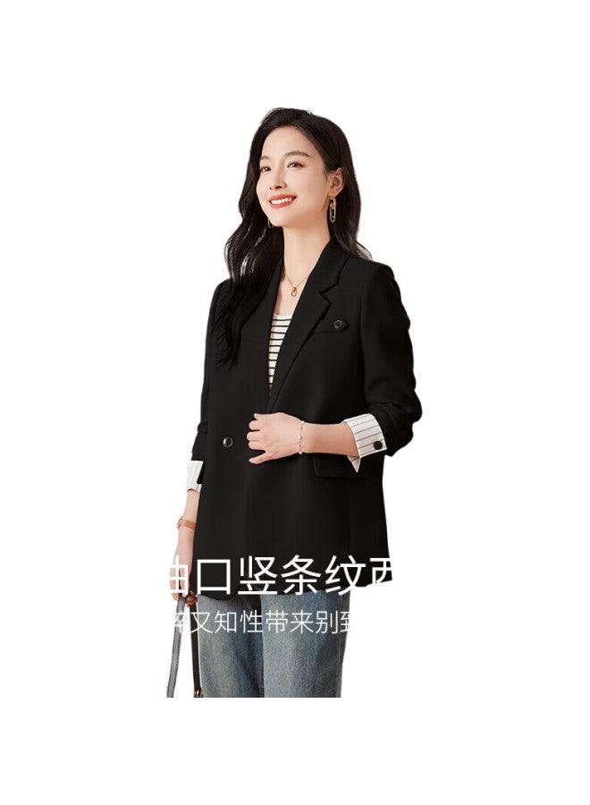 First Application Chushen Spring And Autumn Women'S Blazer, Fashionable And Elegant, Suitable For Commuting And Casual Wear, Formal Suit Jacket S141F4821, Black, M - Image 2