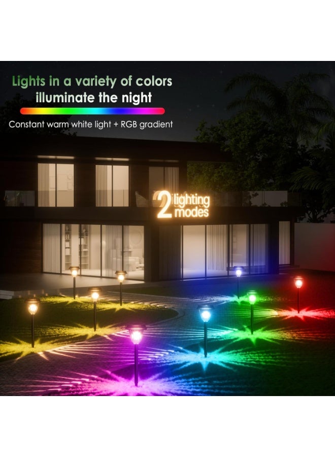 كونتيس 8 مجموعات من مصابيح الطاقة الشمسية الخارجية، مصابيح حديقة تعمل بالطاقة الشمسية مقاومة للماء IP65، مصباح شمسي أوتوماتيكي - Image 2