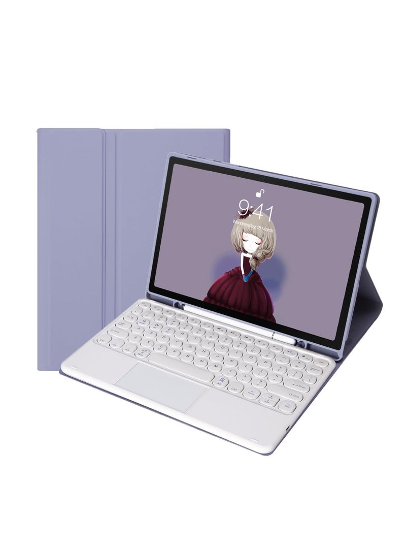 عام غطاء لوحة مفاتيح متوافق مع سامسونج جالاكسي تاب S10 FE بلس 13.1 بوصة 2025 (SM-X620/X626B)، لوحة مفاتيح لمس قابلة للفصل بمفاتيح مستديرة رجعية.