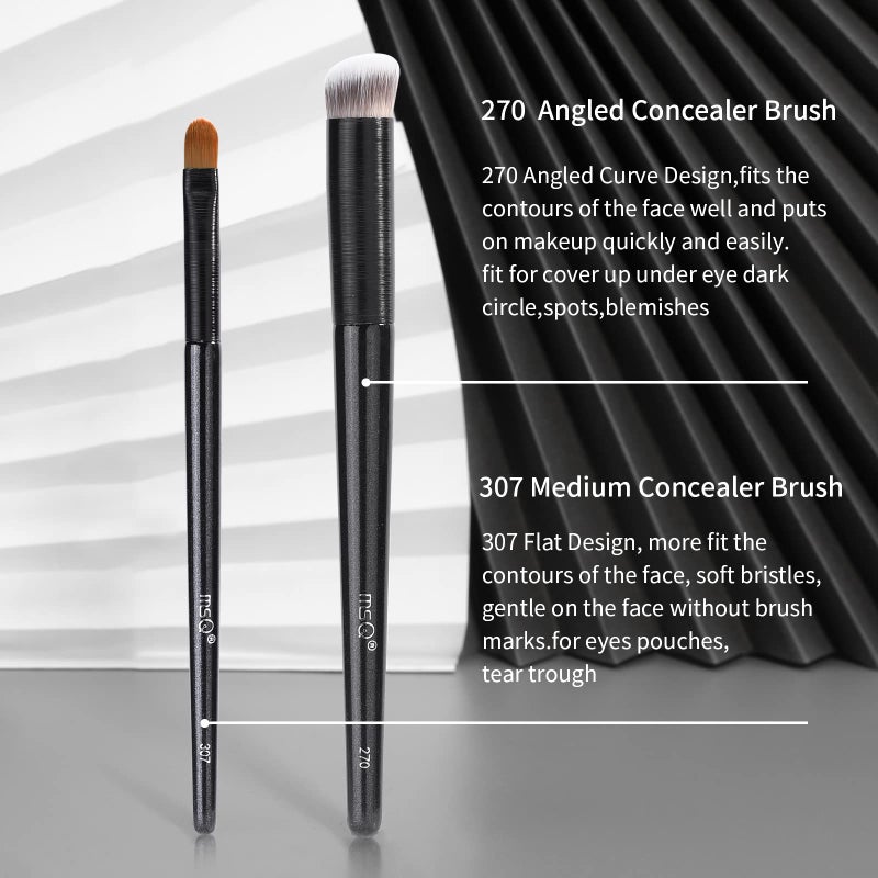 MSQ 2pcs Concealer Brush Angled Top Concealer Makeup Brush Under Eye Mini Angled Brush Nose Contour Brush Small Makeup Foundation Brushes for Concealer Powder Cream Liquid Makeup (Black) - Image 4