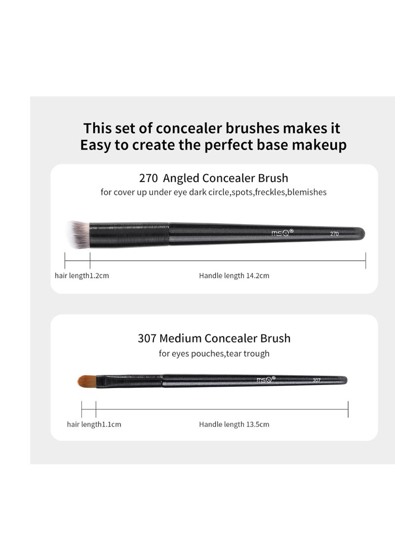 MSQ MSQ 2pcs Concealer Brush Angled Top Concealer Makeup Brush Under Eye Mini Angled Brush Nose Contour Brush Small Makeup Foundation Brushes for Concealer Powder Cream Liquid Makeup (Black)  - Image 3