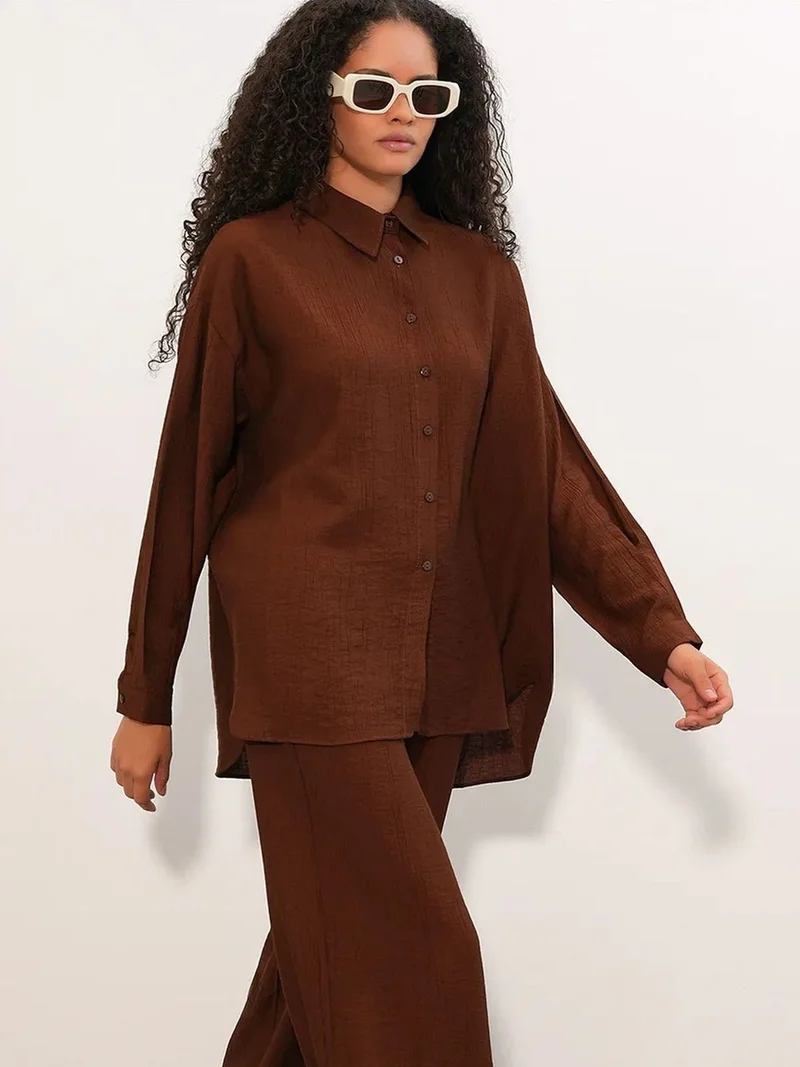 BIG DART BDART Textured Button-Up Long Sleeve Shirt
