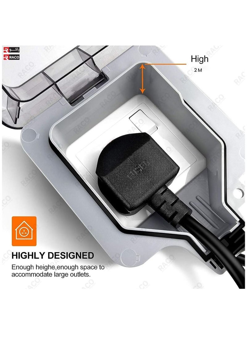 RACO RACO Waterproof Socket Extension Board | Heavy-Duty Cable Power Cord Socket Cover | IP66 Rated 13A UK Plug,220-250V Socket, Ideal for Various Outdoor Uses Single Socket.  - Image 4