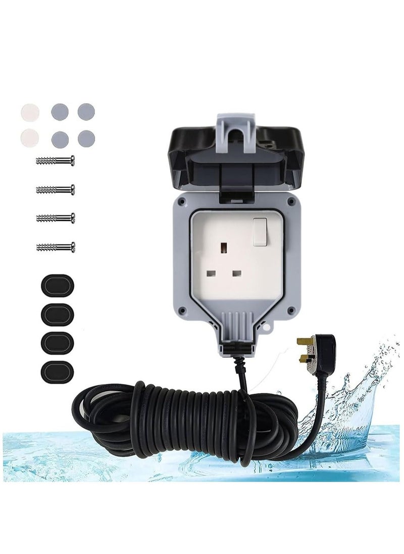 RACO RACO Waterproof Socket Extension Board | Heavy-Duty Cable Power Cord Socket Cover | IP66 Rated 13A UK Plug,220-250V Socket, Ideal for Various Outdoor Uses Single Socket.  - Image 1