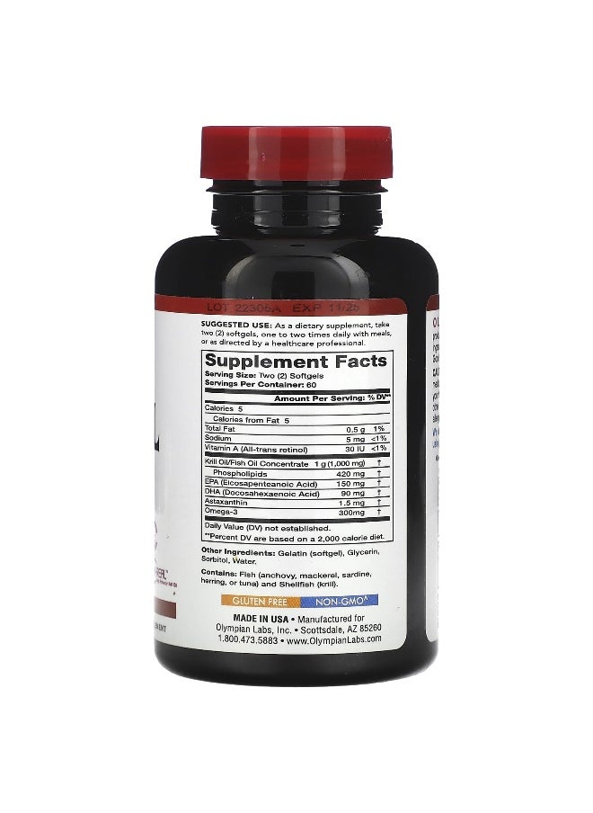 Olympian Labs Olympian Labs, Krill Oil, 1,000 mg, 120 Softgels (500 mg per Softgel)  - Image 2