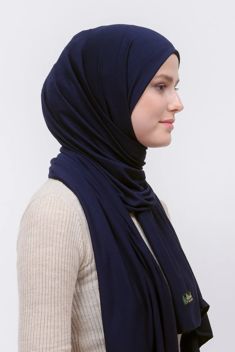 Altobeh Hijab Women's Combed Cotton Shawl Plain - Navy Blue