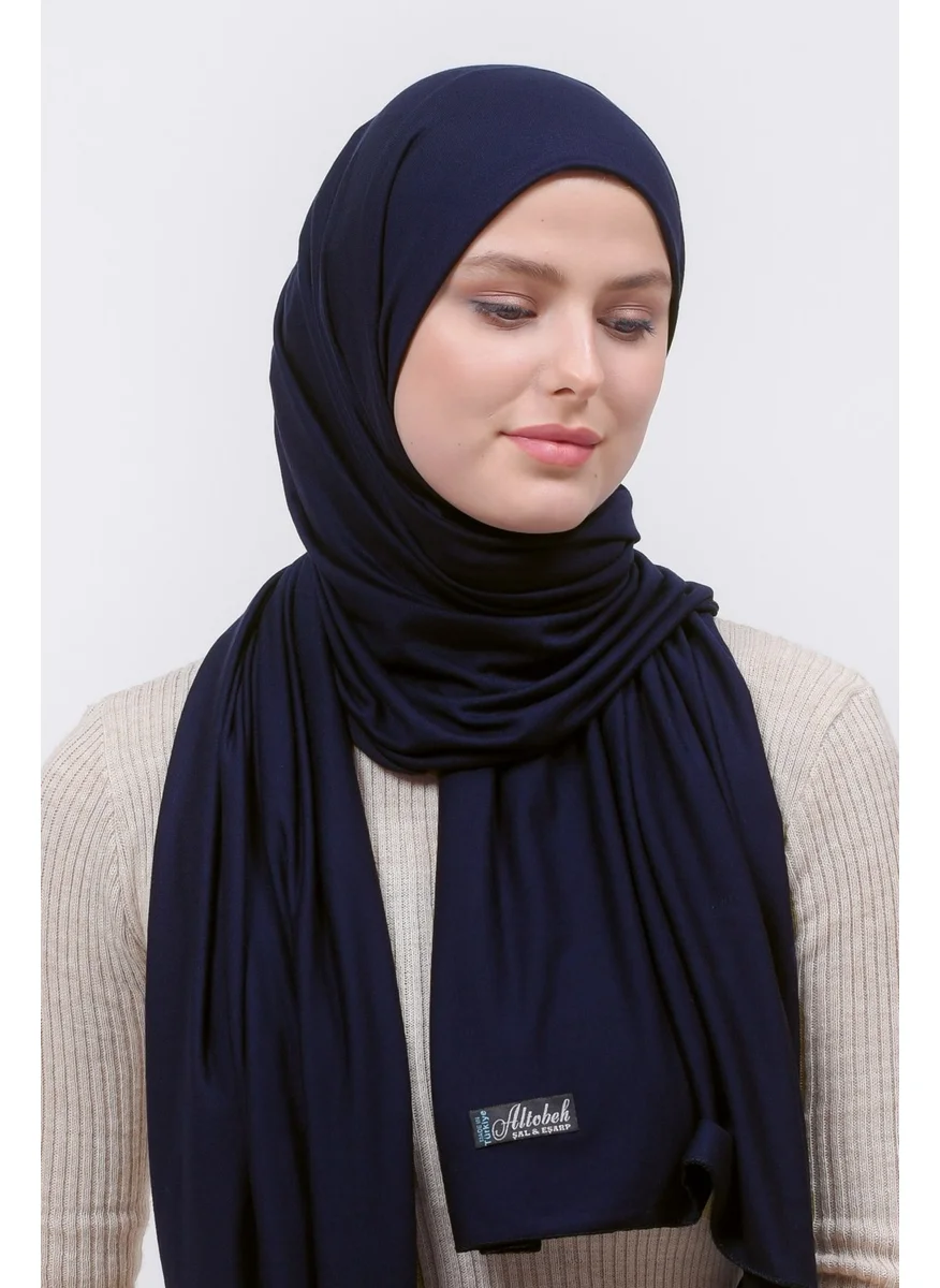 Altobeh Hijab Women's Combed Cotton Shawl Plain - Navy Blue