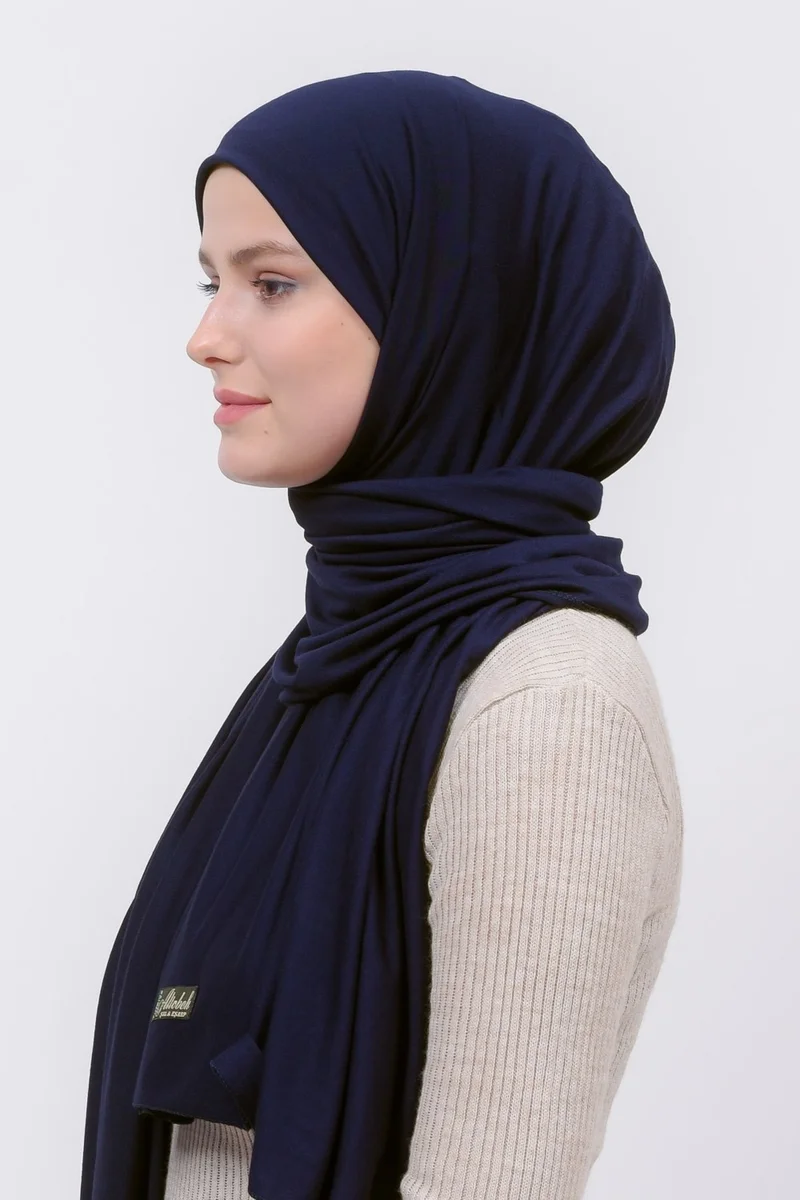 Altobeh Hijab Women's Combed Cotton Shawl Plain - Navy Blue
