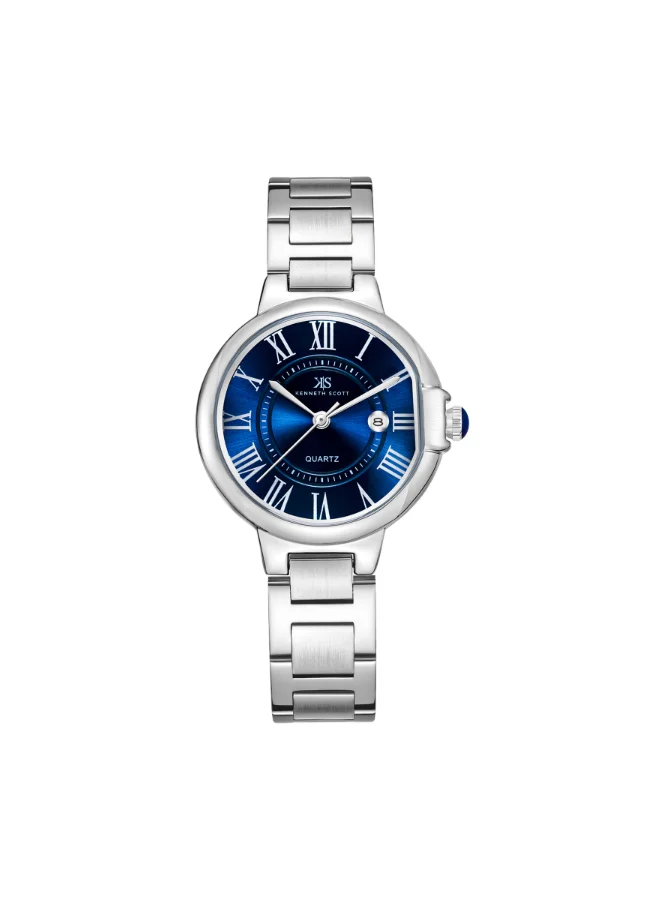 KENNETH SCOTT Women's Analog Display Watch With Silver Stainless Steel Strap - K23553-SBSN