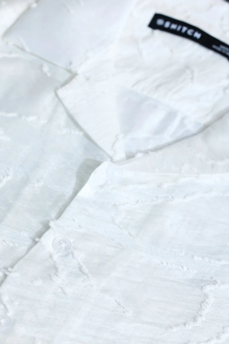 SNITCH White Textured Box Fit Shirt