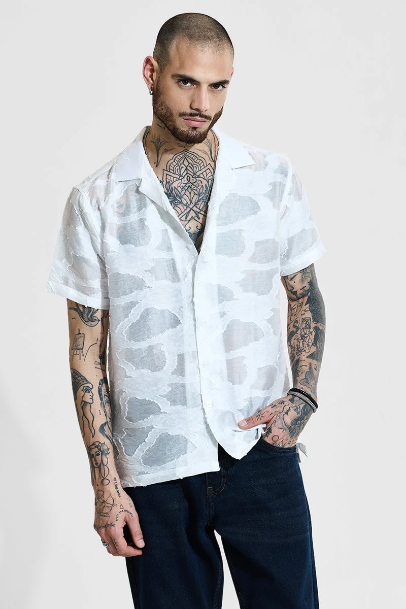 SNITCH White Textured Box Fit Shirt