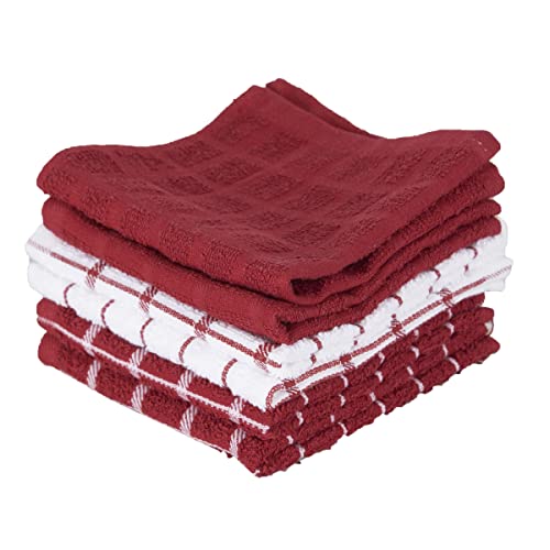 Ritz 100 Terry Cotton Highly Absorbent Dish Cloth Set 12 x 12 6Pack Paprika Red