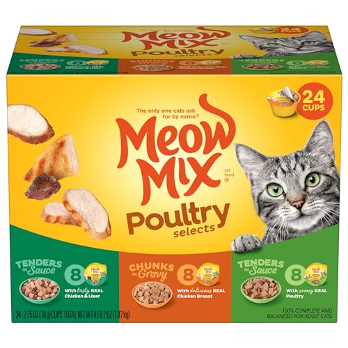 Meow Mix Poultry Selections Wet Cat Food, Variety Pack, 2.75 Ounce Cup (Pack of 24) - Image 1